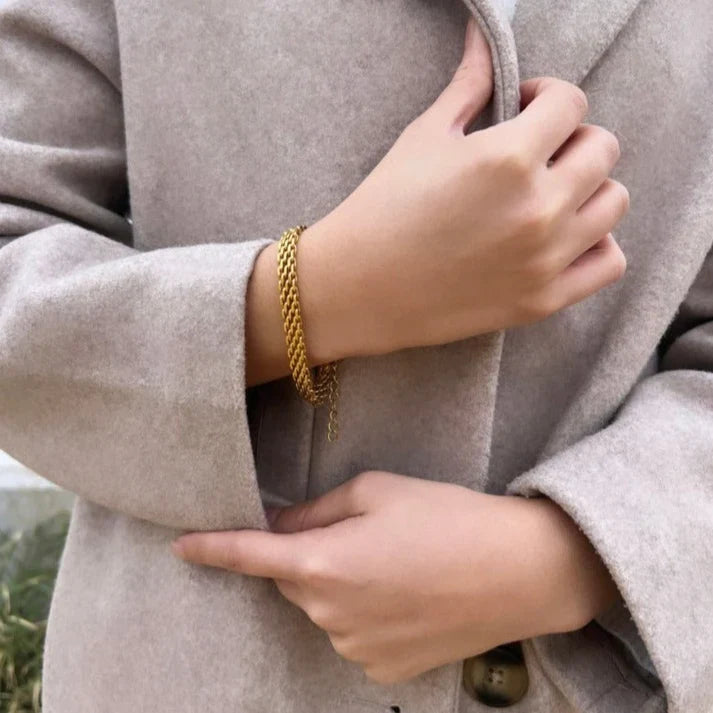 Golden chic and tennis bracelet stack