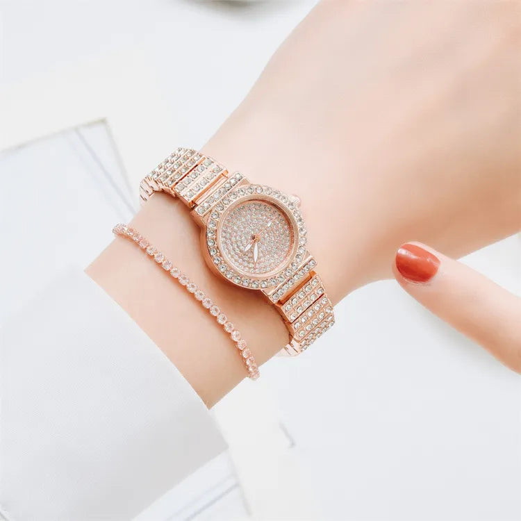 Women's Embellished Analog watch with Stainless Steel Strap