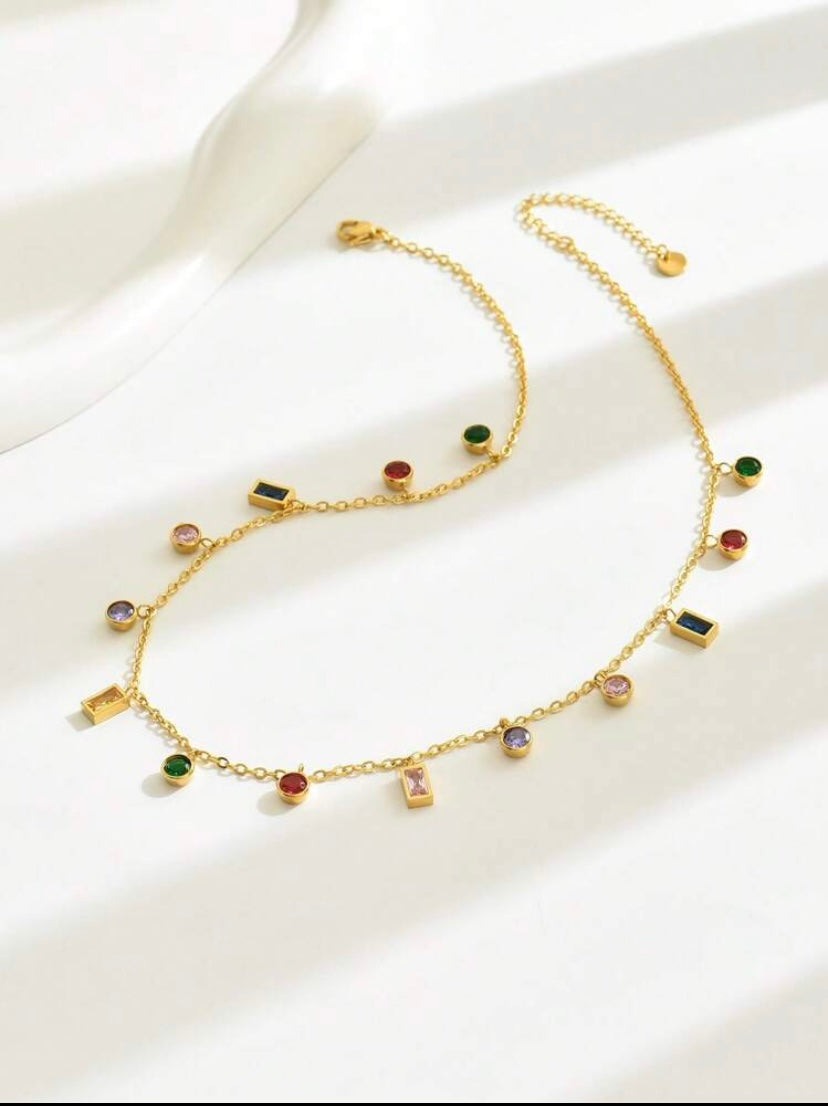 Zircon Bead Bracelet and Necklace