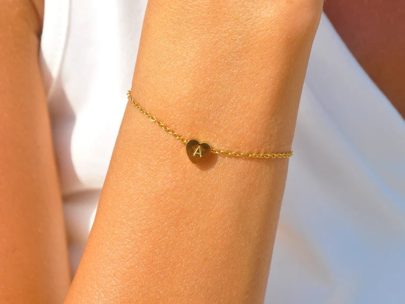 Custom Initial Heart Bracelet