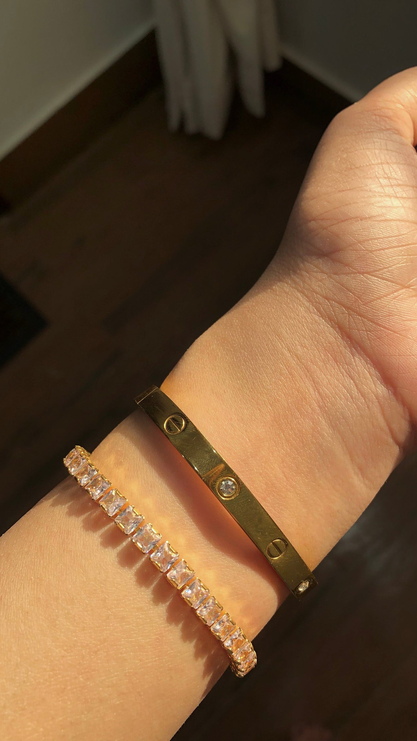 cartier love bangle and tennis bracelet