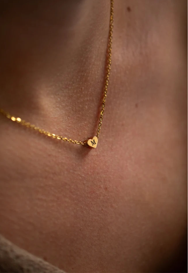 Custom Initial Tiny Heart Necklace