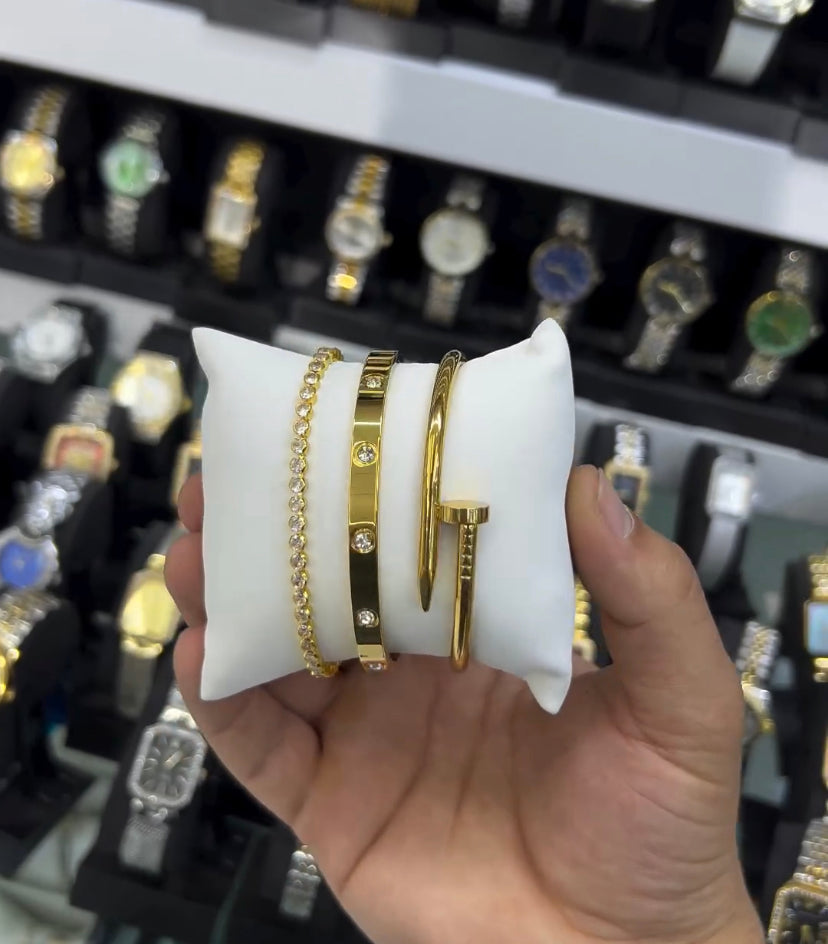 Cartier Nail and love bangle with tennis bracelet