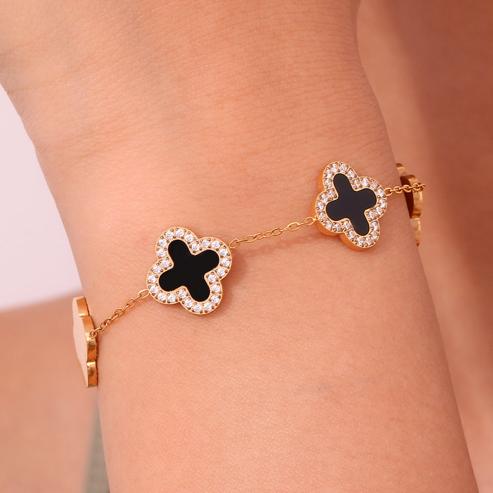 Midnight clover bracelet