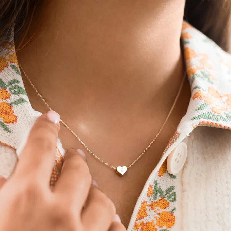 Custom Initial Tiny Heart Necklace