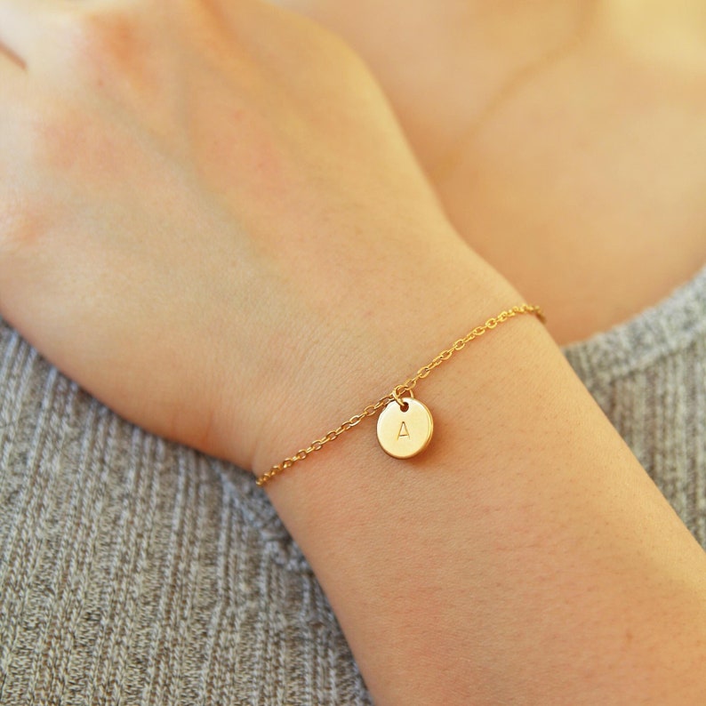 Custom Initial disc Bracelet