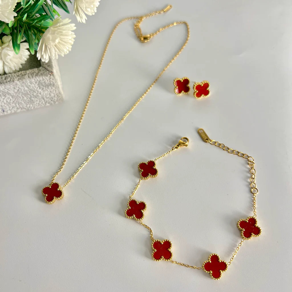 Premium Clover Set ( Earrings, Necklace, Bracelet and Ring)
