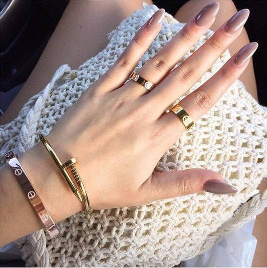 Cartier Nail and Love Bracelet And Ring Set ( 2 bangle and 2 rings )
