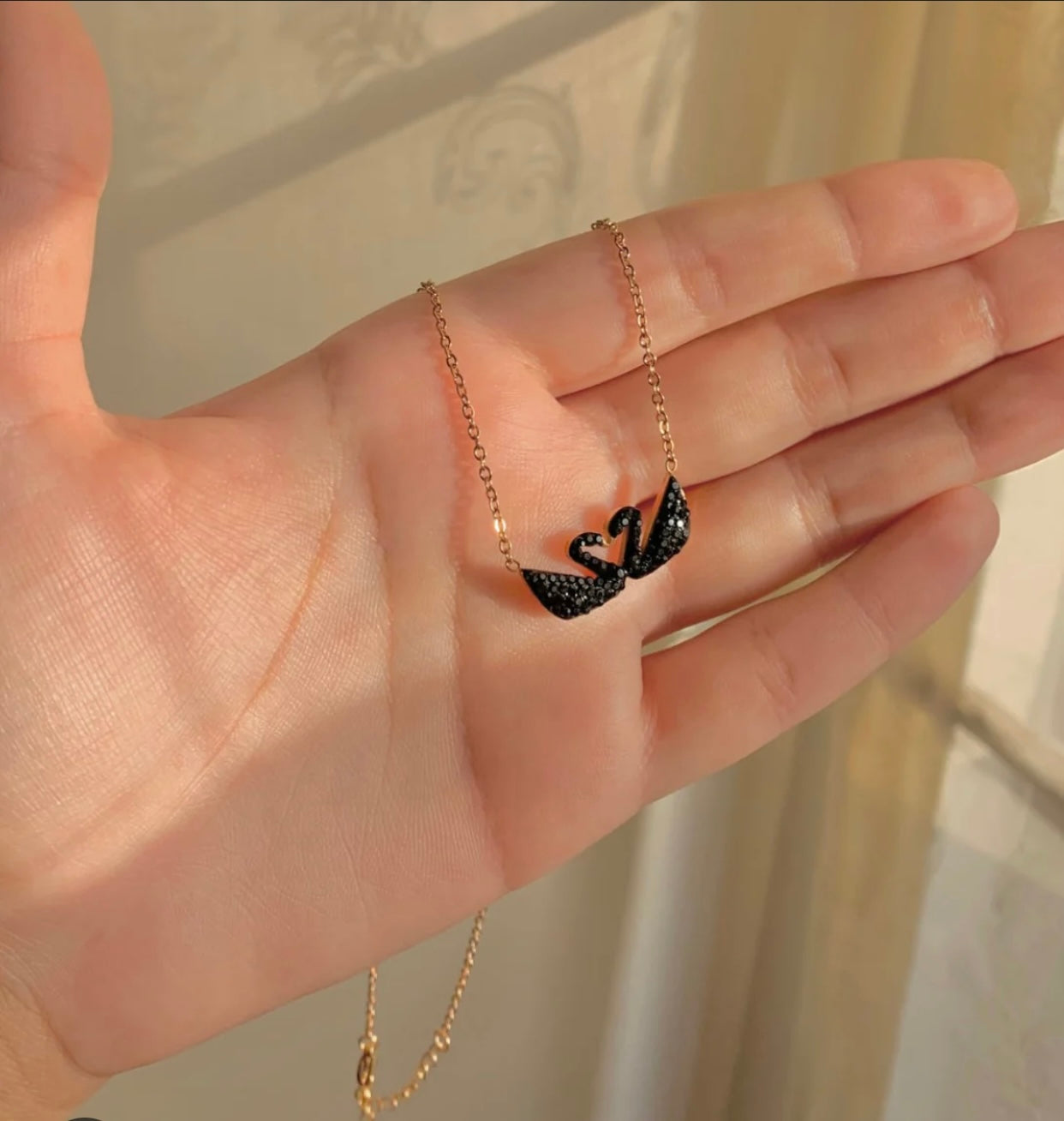 Double Black Swann Pendant