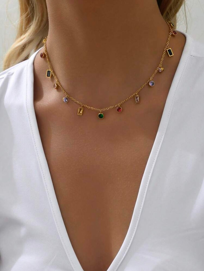Zircon Bead Bracelet and Necklace