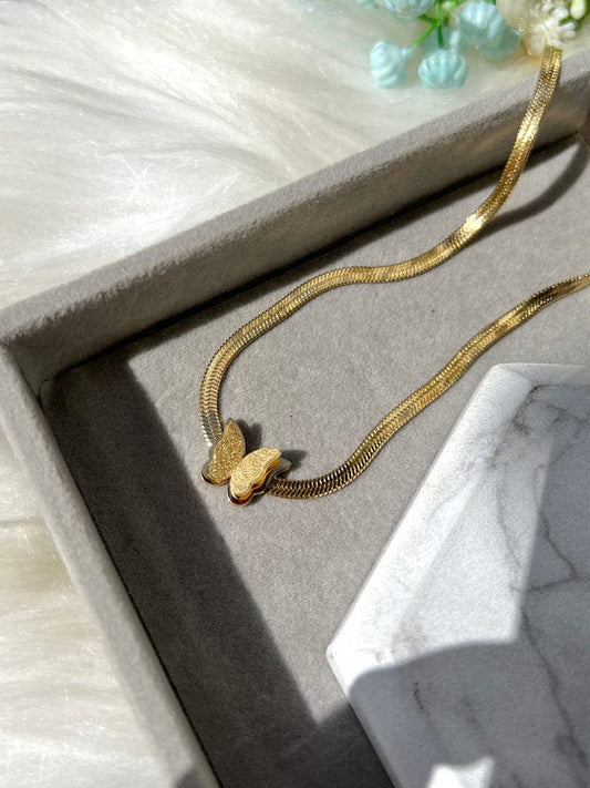 Butterfly Stainless Snake Necklace