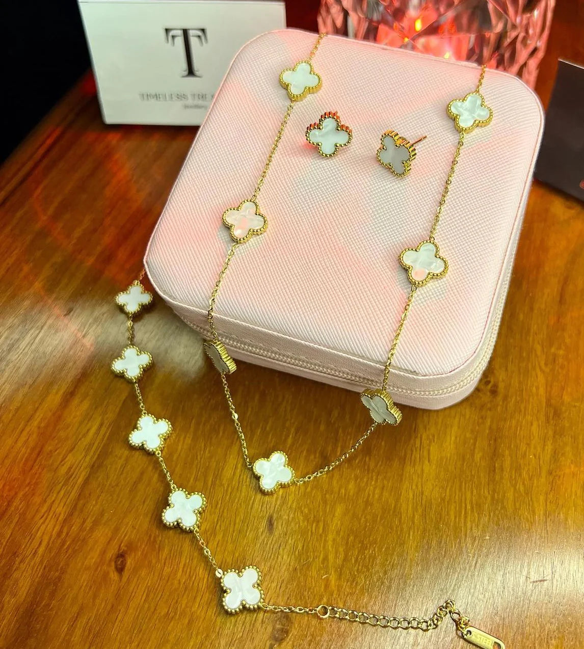 5 Clover Set ( Earrings, Necklace, Bracelet )