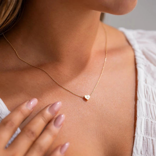 Custom Initial Tiny Heart Necklace