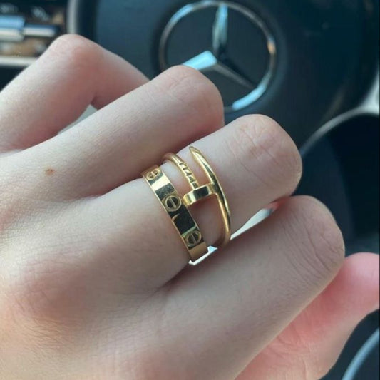 Cartier love and nail ring stack